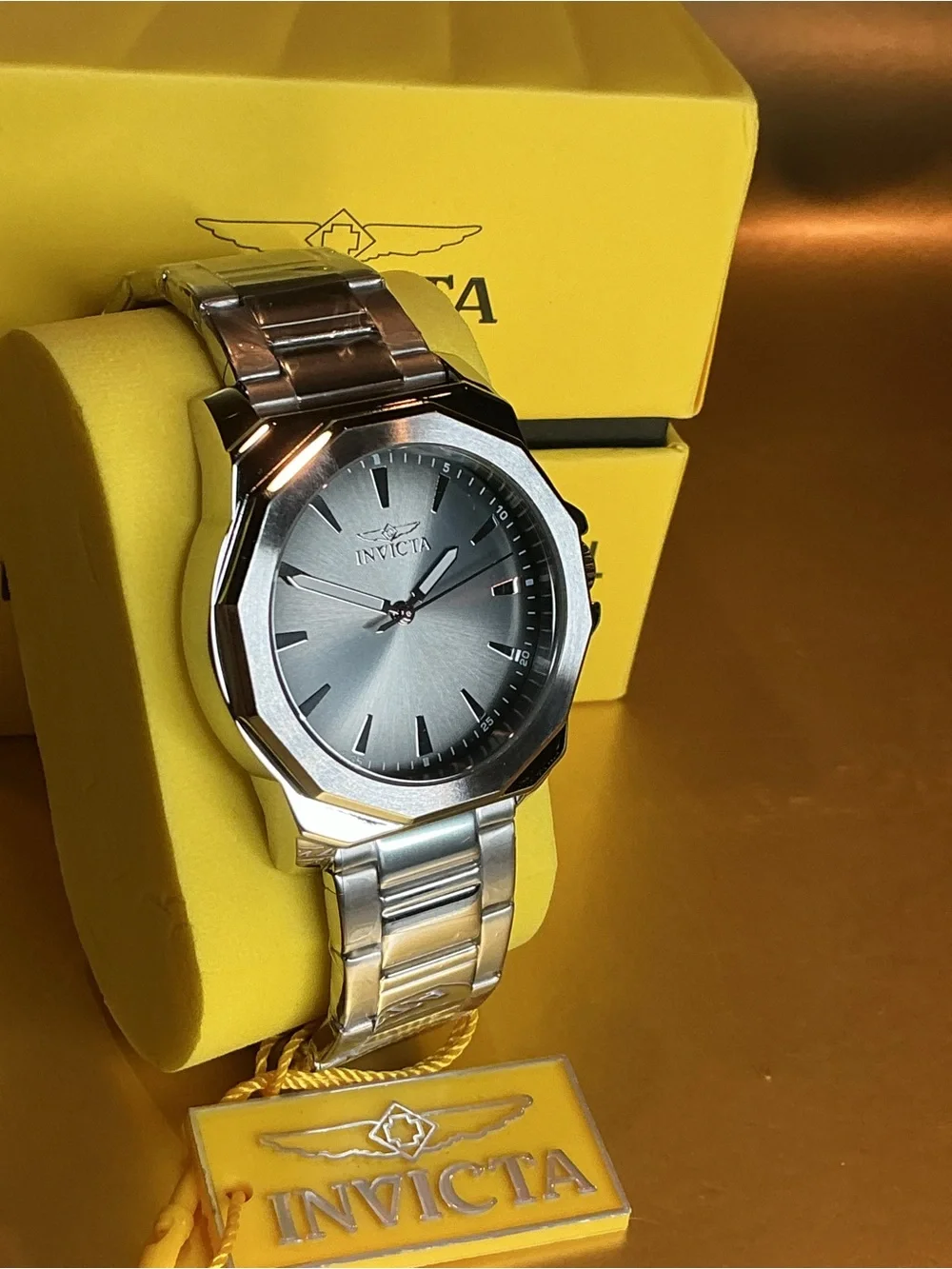 Invicta Men's Silver-Tone Octagonal Dial Bracelet Watch 50985
